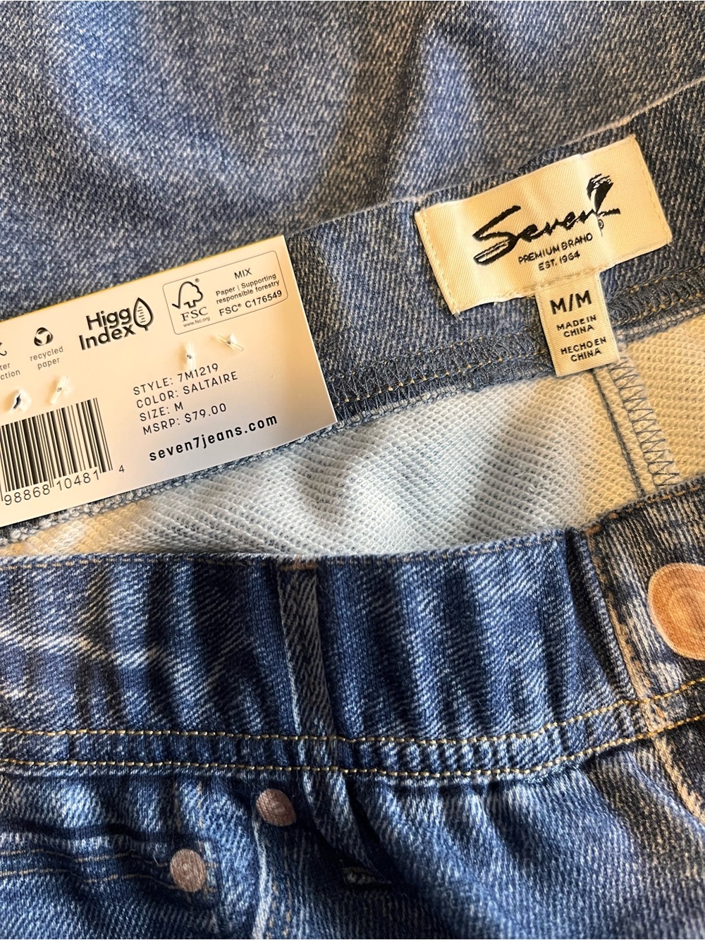 NWT Seven7 Wide Leg Denim Illusion Cotton Terry Sweatpant Jeans Size Medium - Picture 12 of 15